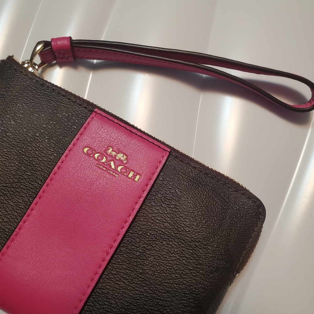 Coach Brown and Pink Wristlet - Picture 7 of 8